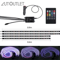 AUTOUTLET 4 pcs LED Strip Under Car Tube Underglow Underbody System Neon Light Kit With Remote Control DC12V