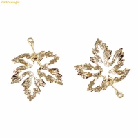 graceangie 15pcs gold leaf shape zinc alloy trendy style earring necklace bracelet handmade accessories jewelry findings 1927mm