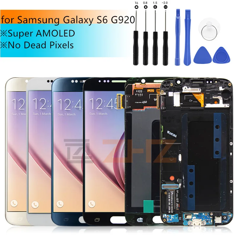 ЖК-дисплей для samsung galaxy s6, ЖК-экран, сенсорный дигитайзер с рамкой для G920 G920f, запасные части для samsung s6
