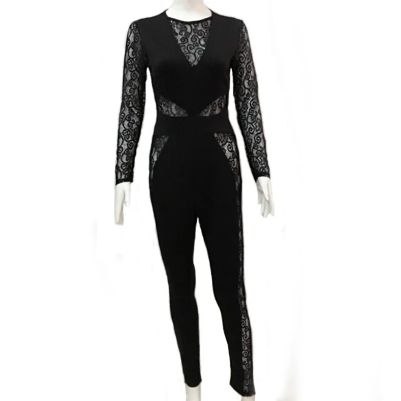 Batoneur Мода 2017 Bodycon macacao feminino длинным рукавом комбинезон женщины Комбинезон Кружева