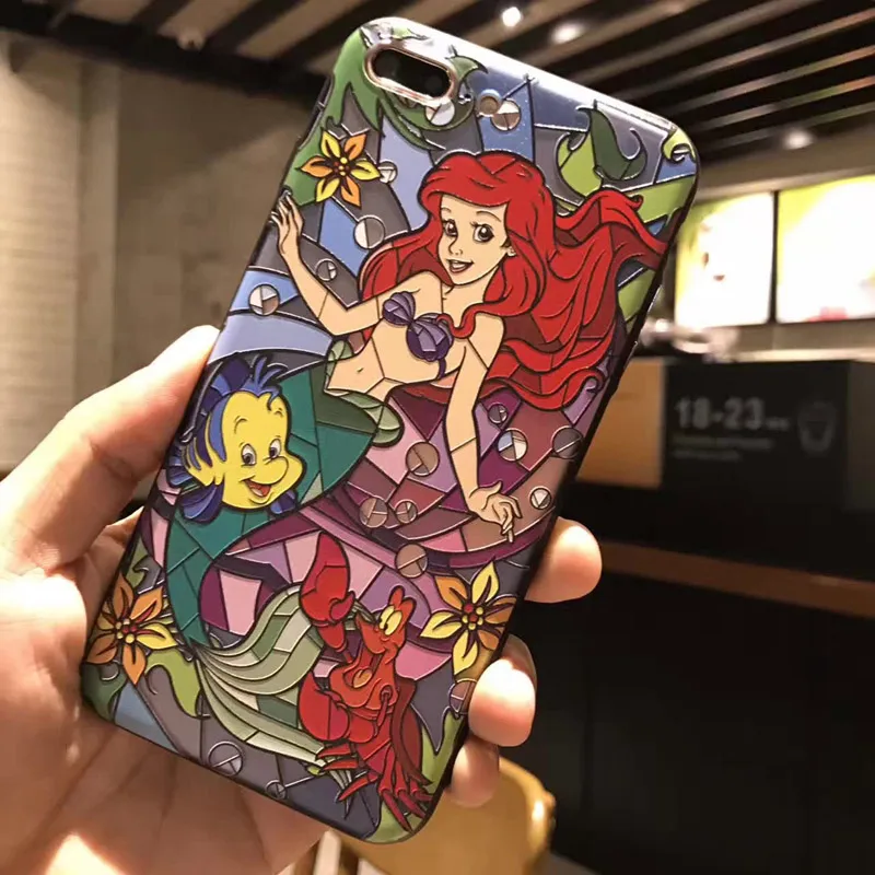 3D Ретро рельефный чехол для телефона s для iphone 8, 7, 6, 6S Plus, милый мультяшный Алиса, Русалка, чехол с принцессой для iphone XR, XS, MAX, X, чехол
