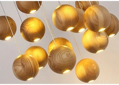 modern Solid wood hanging pendant lights Nordic creative minimalist living room deco lamp Restaurant lighting fixtures | Освещение
