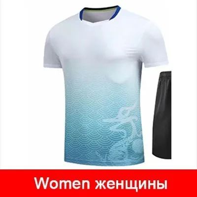 С изображением теннисного ткань дышащая быстросохнущая Футболки wicking Костюмы футболка унисекс для настольного тенниса, комплект одежды рубашка+ шорты L2050YPC - Color: ONLY WOMEN SHIRT
