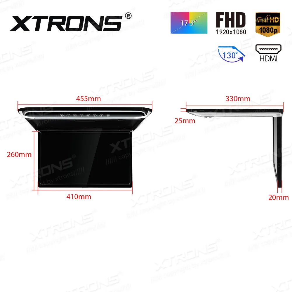 XTRONS 17 3 дюймовый монитор 1080P видео HD цифровой TFT экран широкий ультратонкий