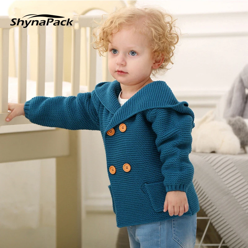 Вязаный свитер-кардиган для маленьких мальчиков и От 0 до 2 лет детский джемпер с