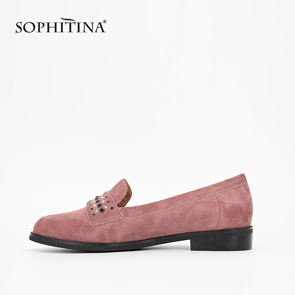 SOPHITINA/2019 г. Ручная работа из натуральной кожи на плоской подошве розовый цвет для
