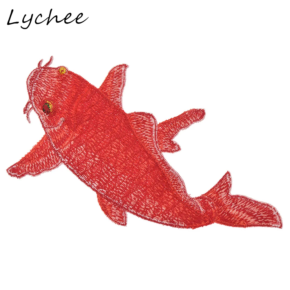 Lychee черно-красный цвет животное Карп Рыба вышитые нашивки для женщин DIY ручной