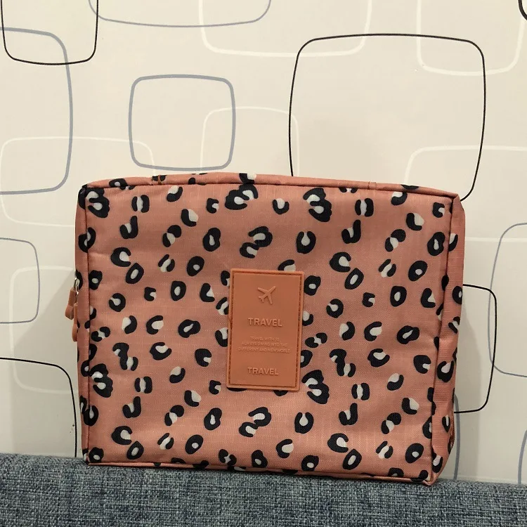 Pink leopard Многофункциональная дорожная косметичка, профессиональный органайзер для макияжа, женская косметика, туалетные принадлежности хранение, портфель для хранения косметики - Цвет: Pink leopard