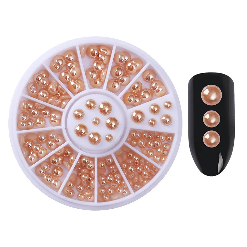 Semi-circle Pearl Bead 3D Nail Decoration Mixed Size Blue White Gradient Flat Bottom DIY Phone Accessories Decorations | Красота и