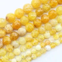 natural yellow facted crackle fire agate 6 12mm beadsfor diy jewelry making we provide mixed wholesale for all items