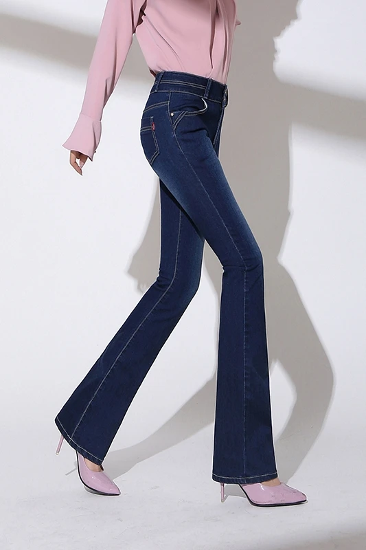 Новинка весна-осень 2019 женские джинсы с высокой талией и микро-рогами брюки