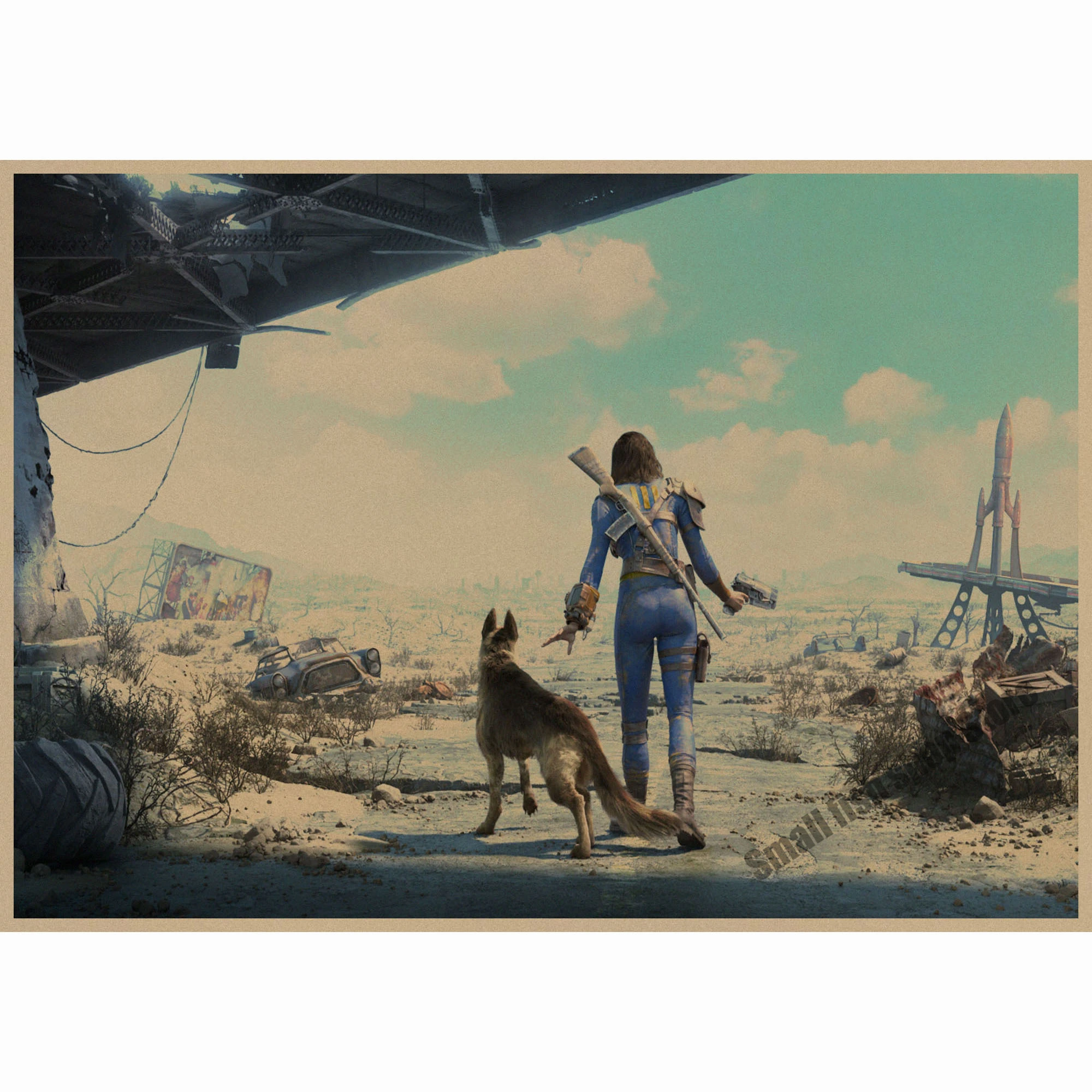 Тёмно-синий Fallout 3 4 Игра ретро плакат, крафт-бумага для бара кафе домашний декор живопись Наклейка на стену - Цвет: Тёмно-синий