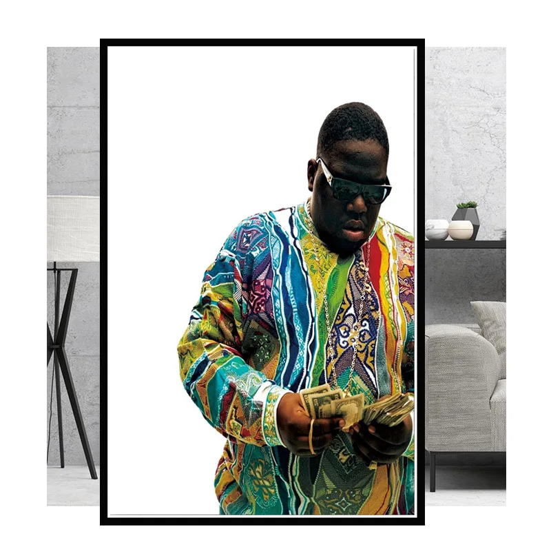 Книги по искусству живопись пресловутый B.I.G Biggie Smalls гангста рэп дым Star 2PAC плакат печать настенные панно для гостиная домашний декор - Цвет: Темный хаки