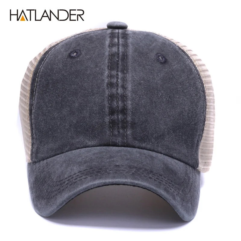 HATLANDER, повседневные однотонные бейсболки, сетчатая Кепка для грузовика, уличная летняя кепка от солнца, сетчатая Кепка gorras chapeau, регулируемая хлопковая кепка snapback