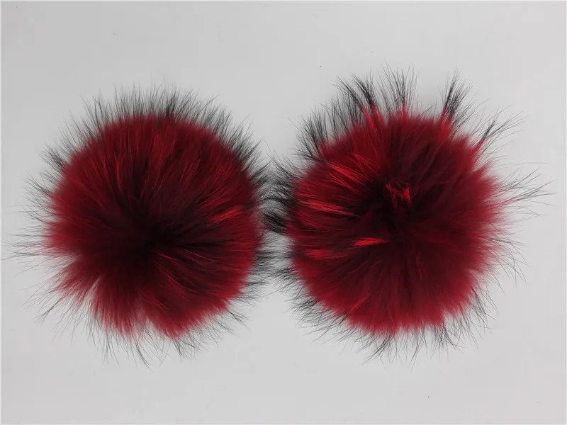 Cheap Price 10pcs/lot Real 15cm Red Raccoon Fur Pom pom For Winter Knitted Hats Skullies Fur Balls Knitting Beanies Gorras