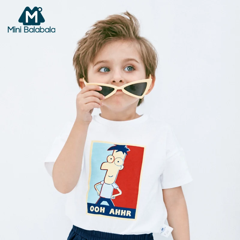 Футболка с коротким рукавом Mini balabala летняя детская одежда из дышащего хлопка 2019 |