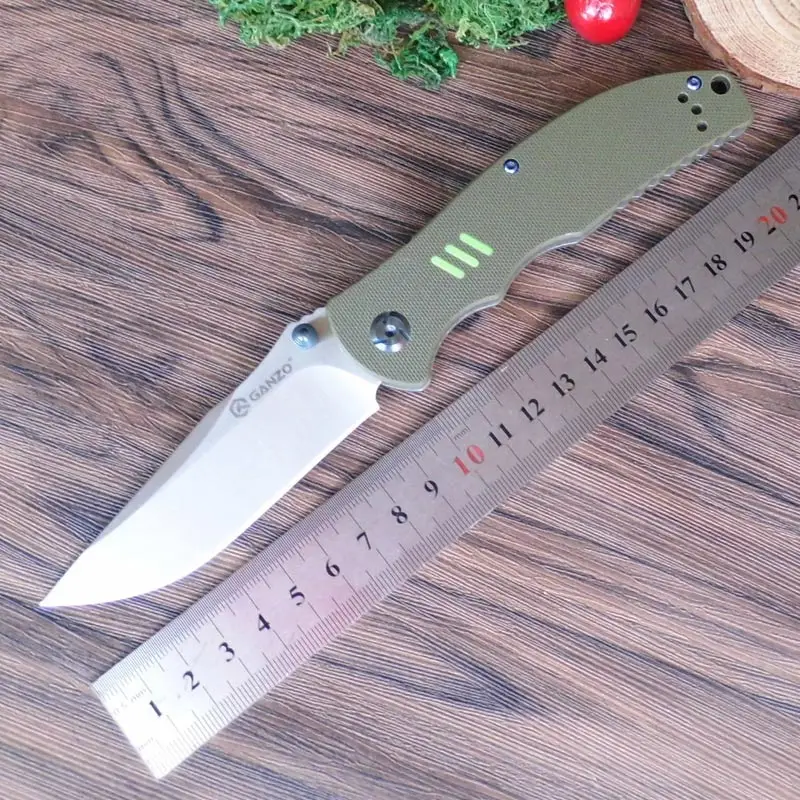Зеленый Ganzo G7501 жар-F7501 58-60HRC440C G10 или ручка из углеродного волокна, складной нож для выживания Отдых на природе нож карманный тактический - Цвет: Зеленый