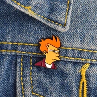 1pchigh quality philip j fry cartoon tv show brooch badge hard buckle personality stitching mens and womens decorative gifts