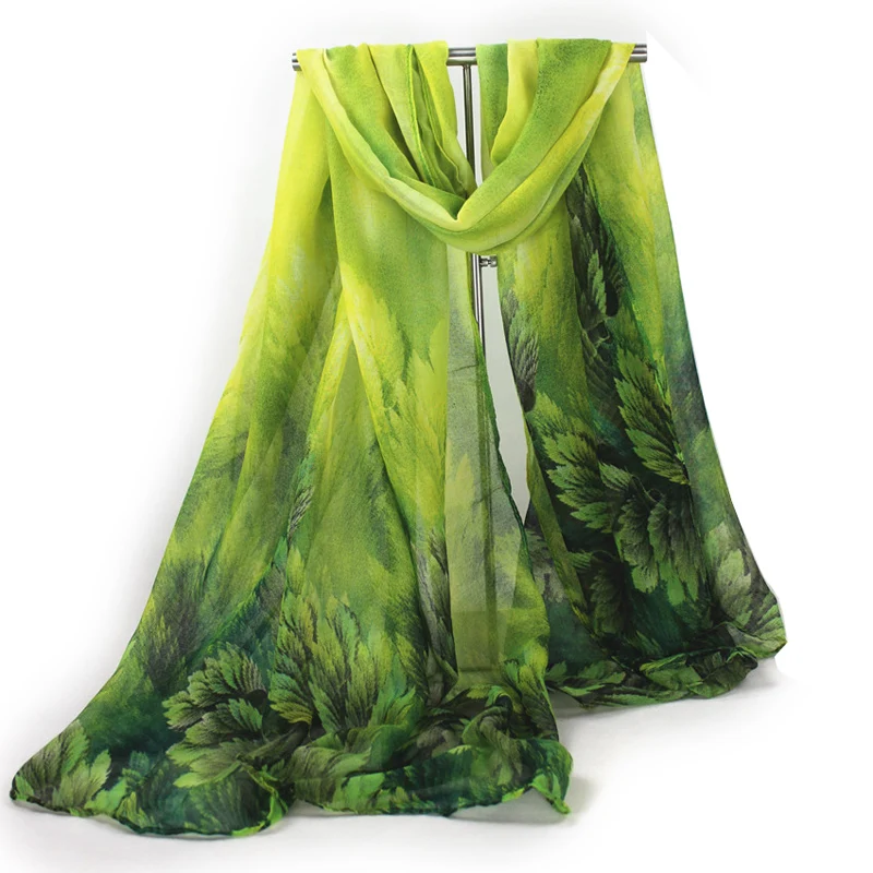

Hot Sale Fashion Spring Autumn Winter Soft Design Women's Long Scarf Leaves Pattern Print Voile Thin Scarves Stoles Warm Shawls