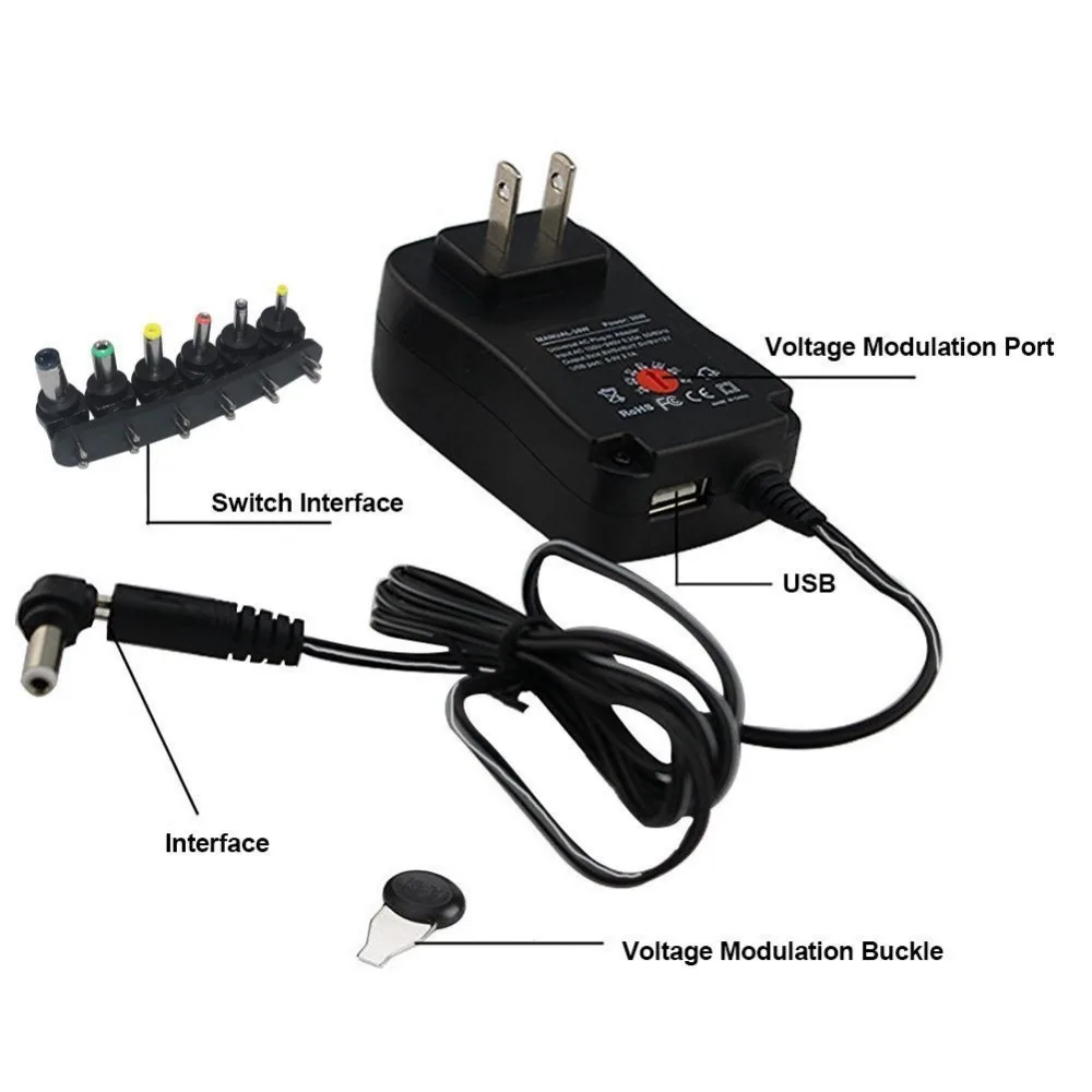 3V 4 5 V 5V 6V 7 9V 12V 2A 2.5A AC DC адаптер Регулируемый питания 30W Универсальное зарядное