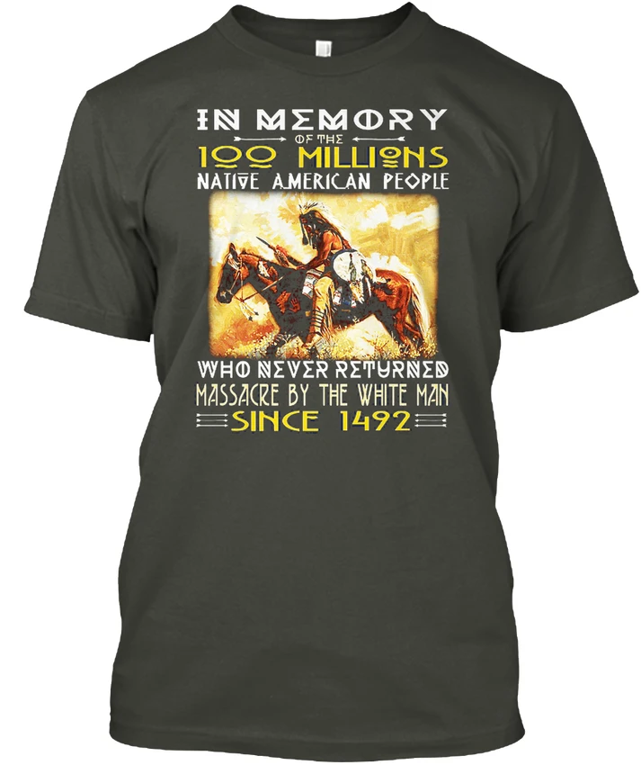 Популярная футболка с надписью In Memory 100 Milions Native American | Мужская одежда