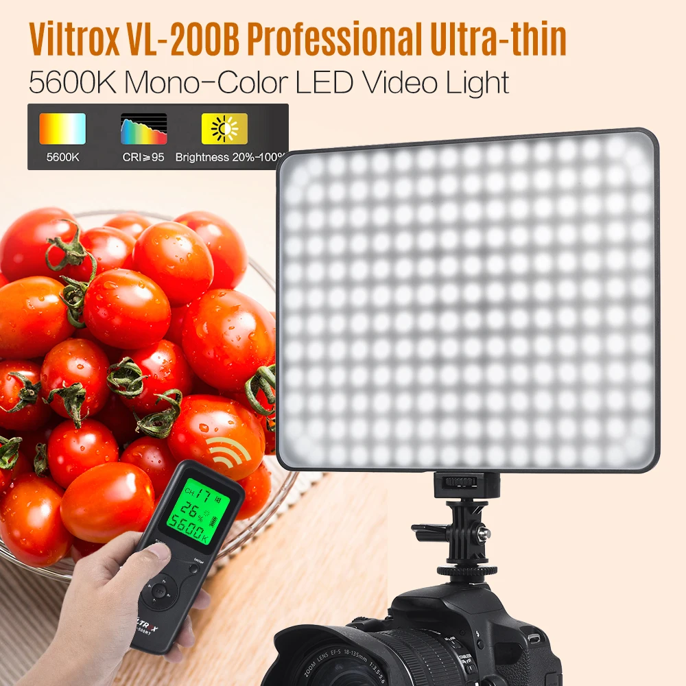 Viltrox VL 200B LED Видео свет ультра тонкий 5600K моно цвет фотографии заполняющий для Canon