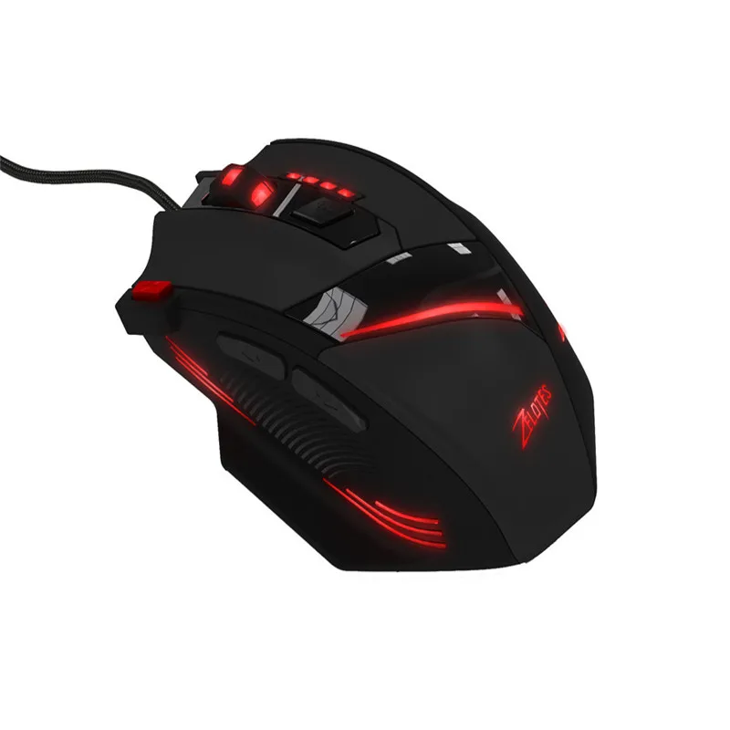 Black ZELOTES T-60 Проводная оптическая 7 кнопок игровая мышь 7200 dpi профессиональная игровая мышь офисный стол игровая мышь Проводная Dec24 - Цвет: Black