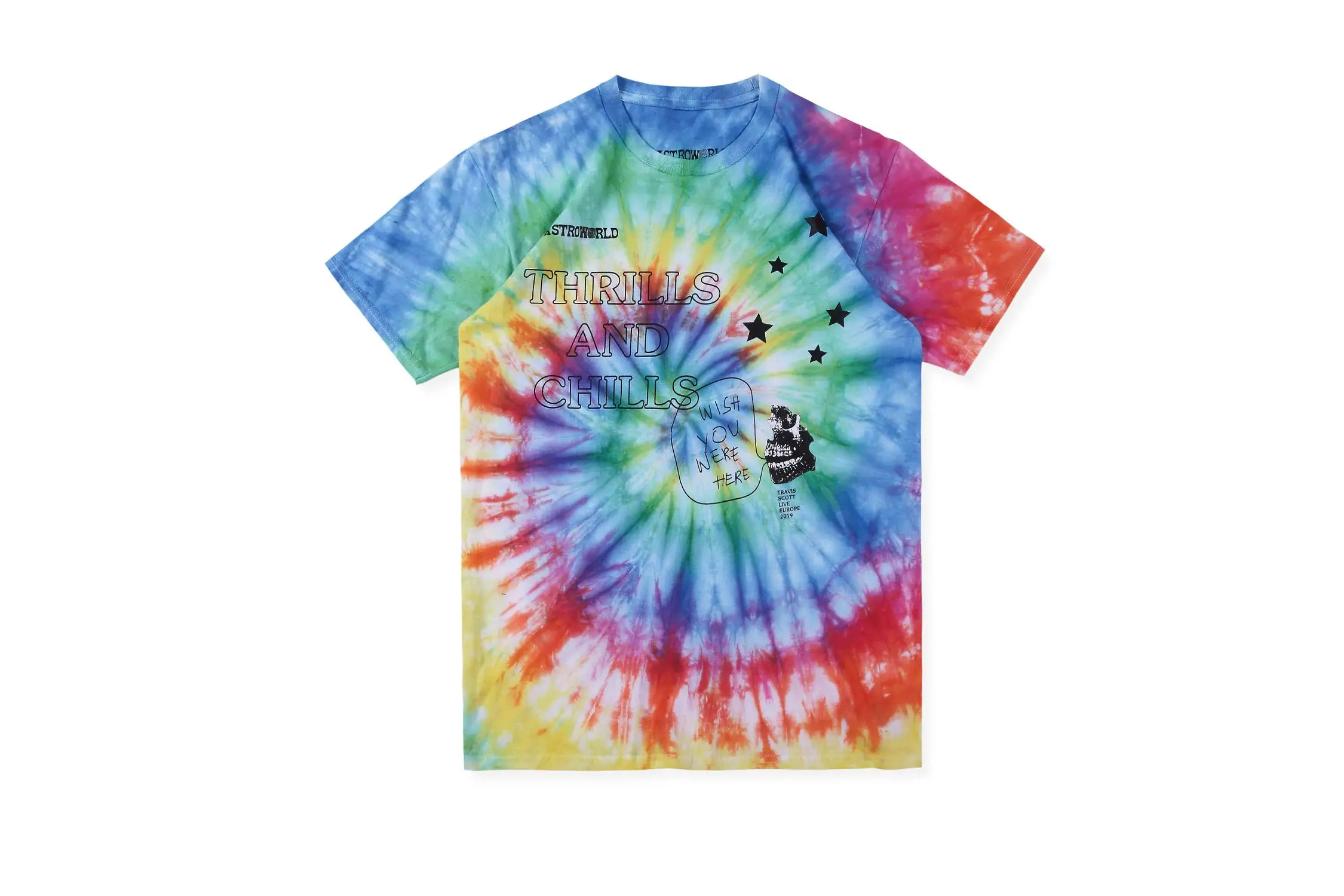 19SS Трэвиса Скотта астромира футболка 1:1 высокое качество инопланетянин Tie Dye футболка уличного рынка хип-хоп Astroworld футболка