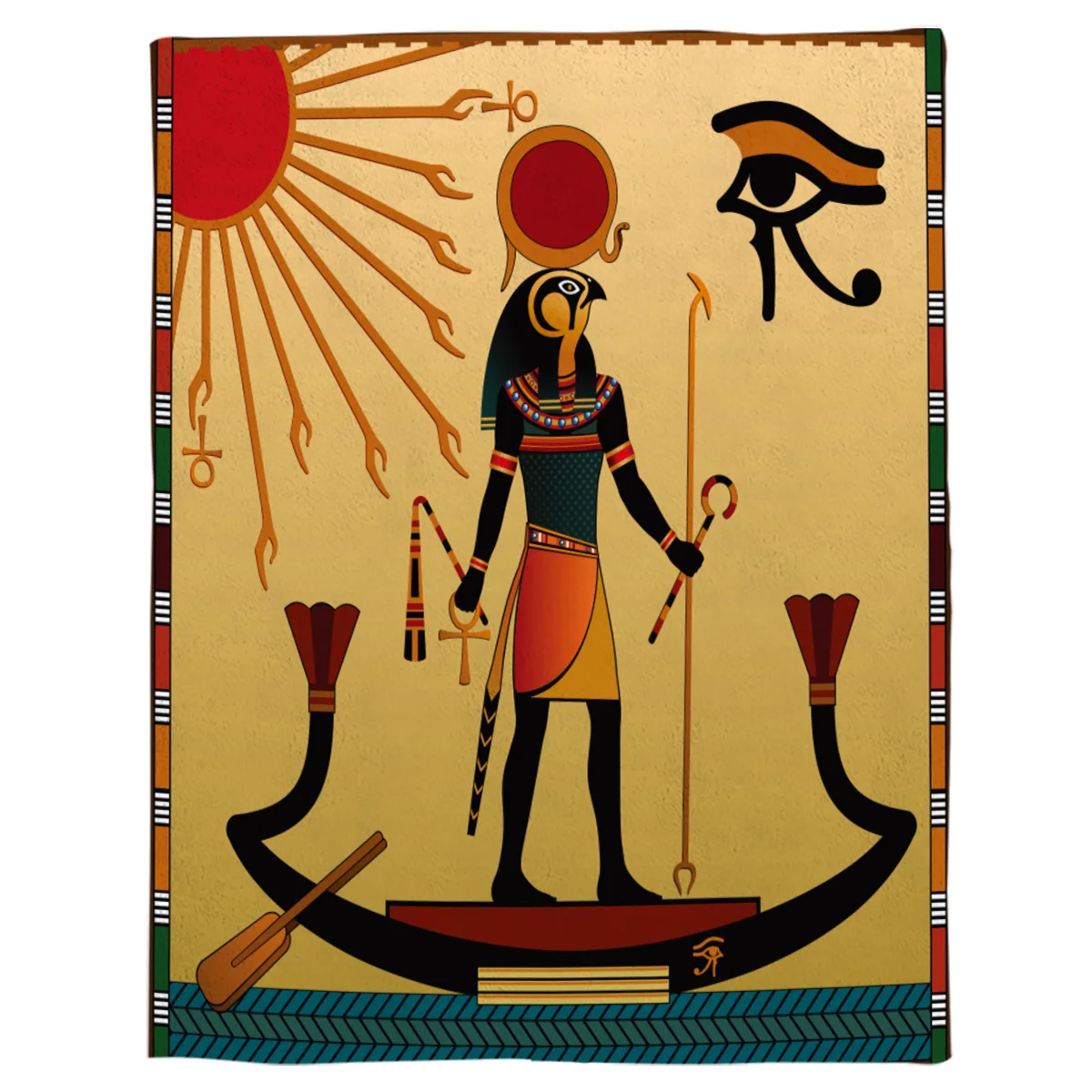 Egypt Hieroglyph Ancient Religion Sun Eyes Throw Blanket Soft Warm Microfiber Flannel | Дом и сад