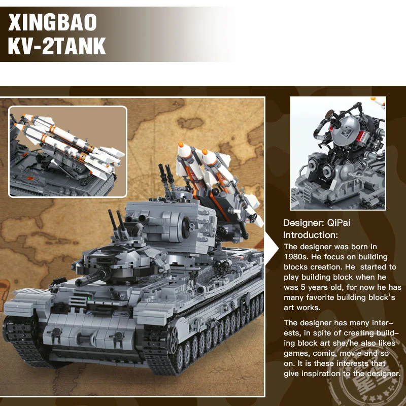 XingBao 06006 3663 шт креативные MOC военные серии KV 2 набор Танков для детей Обучающие