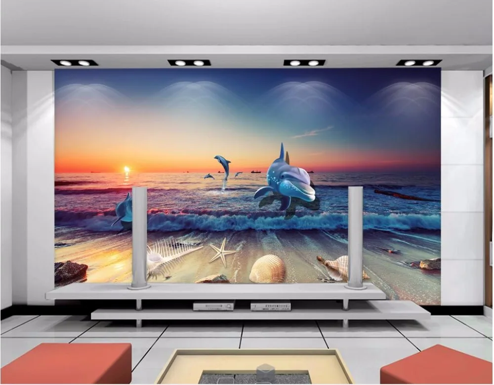3d обои на заказ фотообои с изображением сказочного морского мира дельфина рыбы