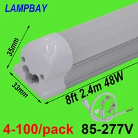 4-100/pack 8ft 2.4m T8 Integrated Bulb Fixture 40W 48W LED Tube Light with fittings Surface Mounted Bar Lamp Linear Lights