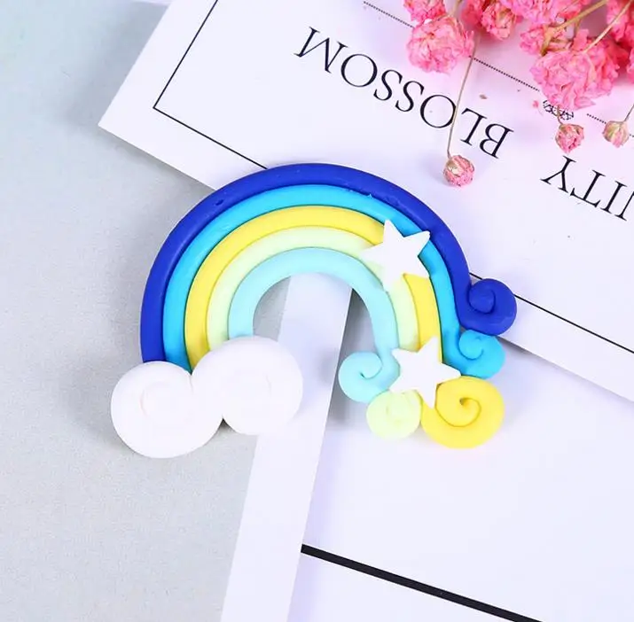 10 шт. глина ручной работы DIY радуга звезда Торт Топпер День Рождения украшения ребенок день рождения свадьба подарки для гостей