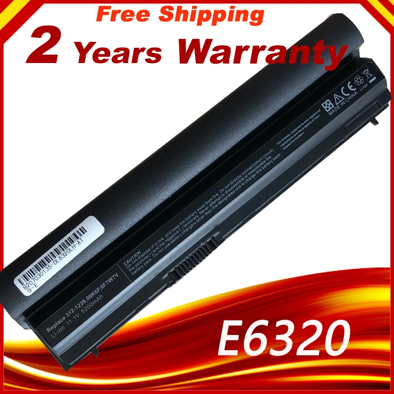 Аккумулятор для ноутбука DELL Latitude E6320 E6330 E6220 E6230 E6120 FRR0G KJ321 K4CP5 J79X4 7FF1K FHHV 6 ячеек 5200