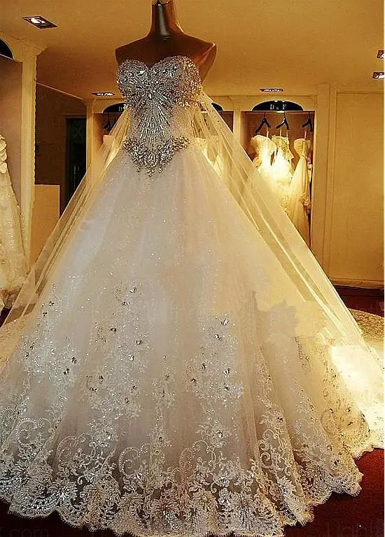 

Luxurious Vestido De Noiva Muslim Wedding Dresses Ball Gown Tulle Lace Crystals Bead Boho Dubai Arabic Wedding Gown Bridal