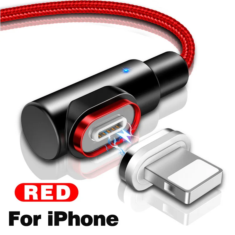 Red iphone 1 M/2 M 3A Магнитный кабель для быстрой зарядки и передачи данных для samsung S9 S10 huawei P30 pro P20 Xiaomi Mi9 для type C/USB C Micro USB - Цвет: Red iphone