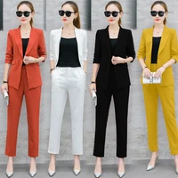 set womens spring new long sleeved solid color slim ol temperament spring and autumn fashion elegant two piece