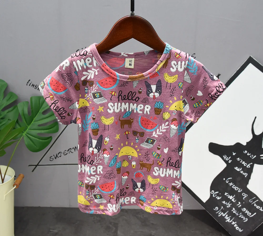 Детский хлопковый костюм с коротким рукавом на возраст 2 6 лет|Комплекты одежды