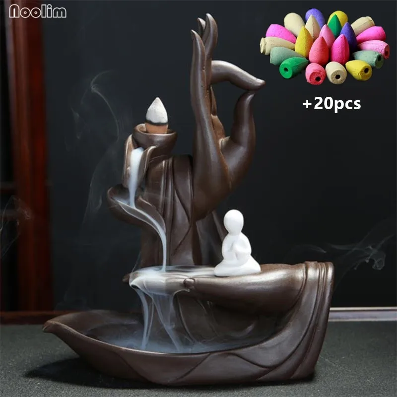 Искусственная курильница подставка для благовоний с искусственным лотосом + 20шт конусов креативный