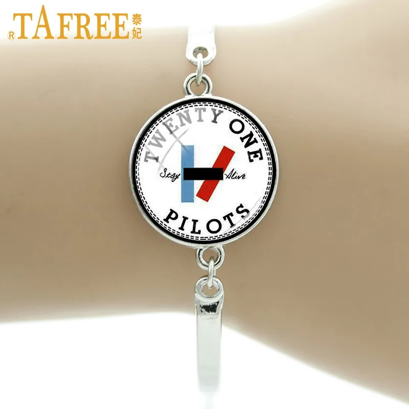 TAFREE Twenty One Pilots Music Band браслет с шармом в качестве специального предложения на день рождения фанатов для хип-поп круглых стеклянных ювелирных изделий H269 - Окраска металла: H265