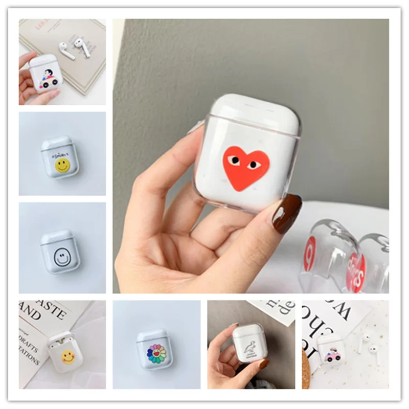 Жесткий ПК Прозрачный чехол для AirPods 1 2 прекрасный мультфильм беспроводные