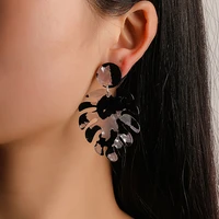 blue black white green brown leaf round acrylic women dangle drop earrings cellulose acetate sheet