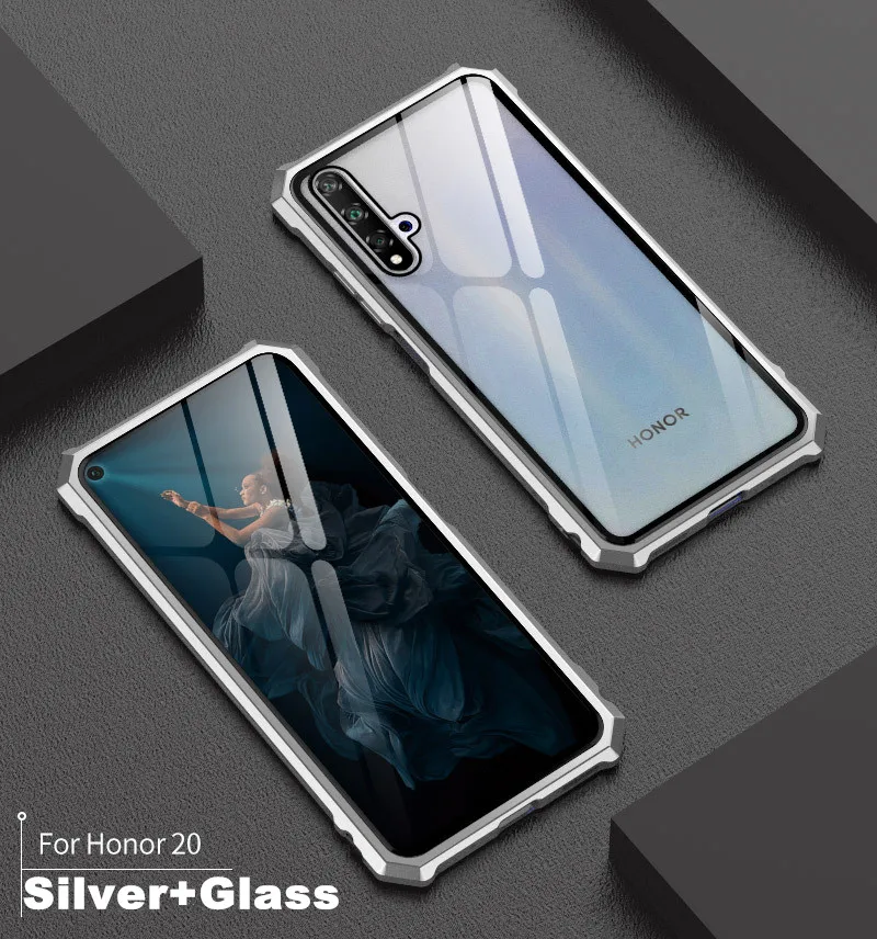 Роскошный металлический защитный чехол-бампер для huawei Honor 20 Pro, чехол, прозрачная задняя крышка для телефона huawei Honor 20 Lite, чехол 20Pro 20i
