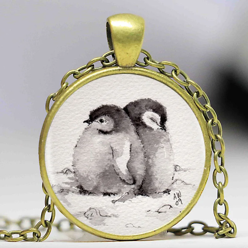 Милое модное ожерелье с маленьким Пингвином из мультфильма женское стеклянное