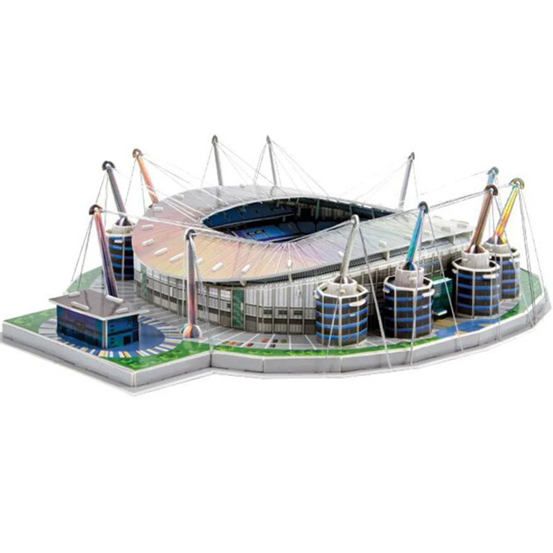 [Funny] 130pcs/set Aguero England City of Manchester Etihad F.C. RU Football Game Stadiums building model toy gift original box