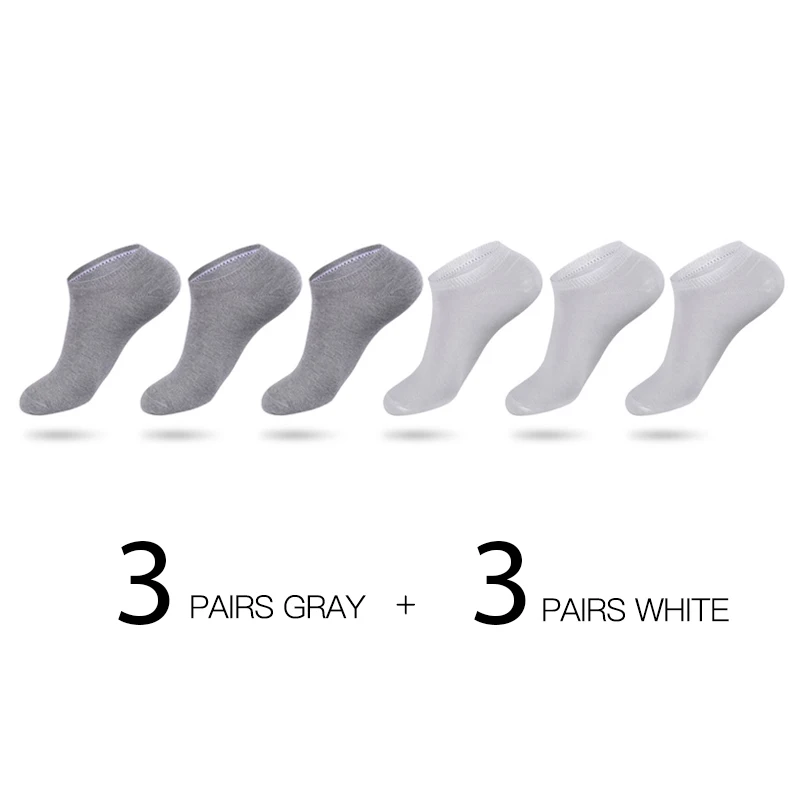 3Gray3White 6pairs / много мужчин, хлопковые носки летом тонкие носки не показывают высокое качество дыхания лодку носки короткий мужчин русский размер(39-44 - Цвет: 3Gray3White