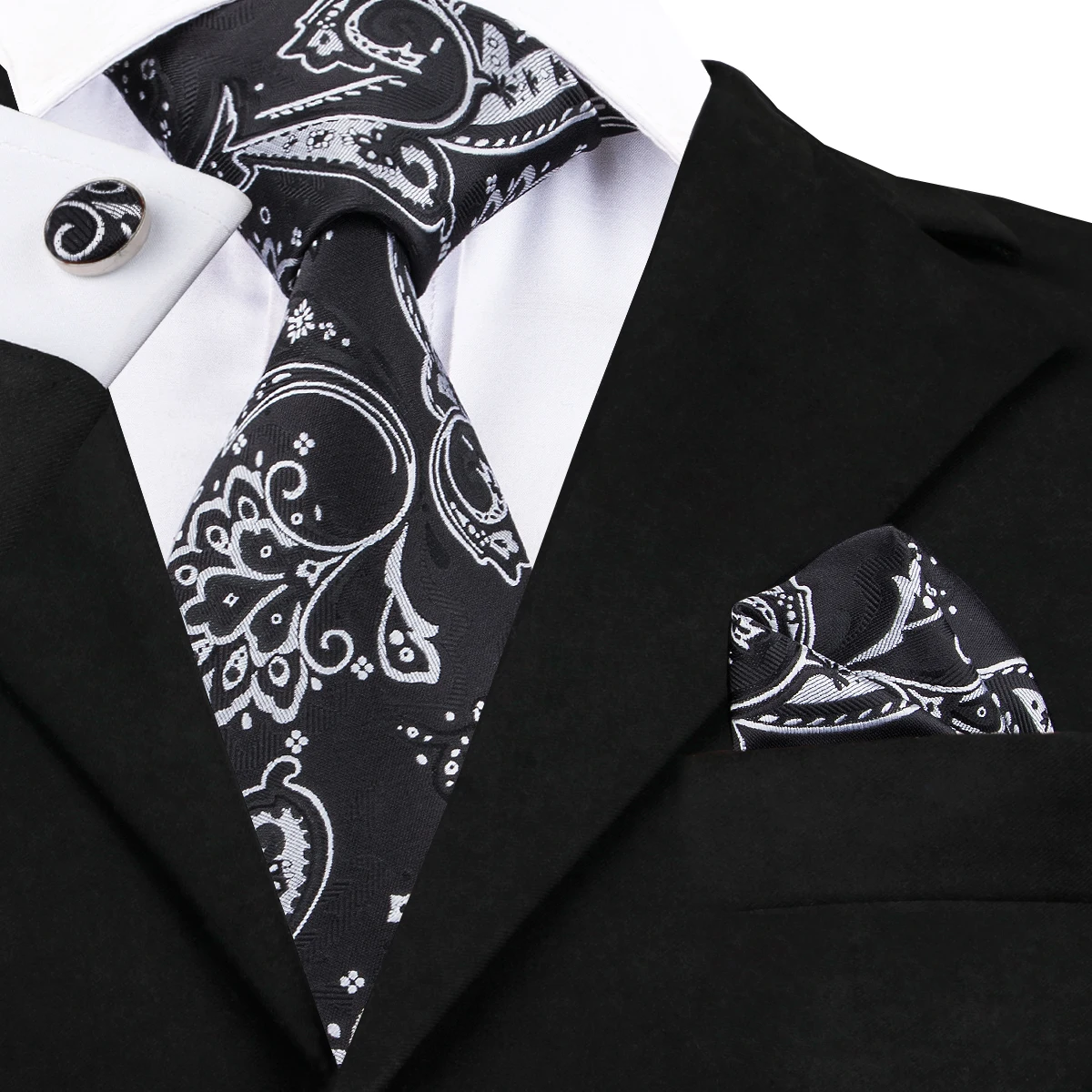 C-1599 галстук-бабочка классический черный цветочный узор галстуки для мужчин
