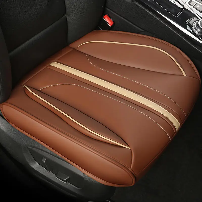 1pcs front coffee Ультра-роскошное автомобильное сиденье защита одно сиденье без спинки PU старшее кожаное покрытие для большинства четырехдверных седанов и внедорожников - Название цвета: 1pcs front coffee