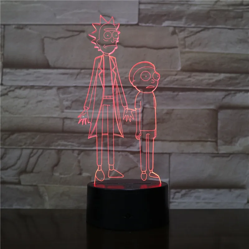 GX2002 мультфильм Рик Морти 3D настольная лампа RGB переменчивая лампа настроения 7/16 цвет светильник трещины шаблон База Прохладный ночной Светильник детский подарок