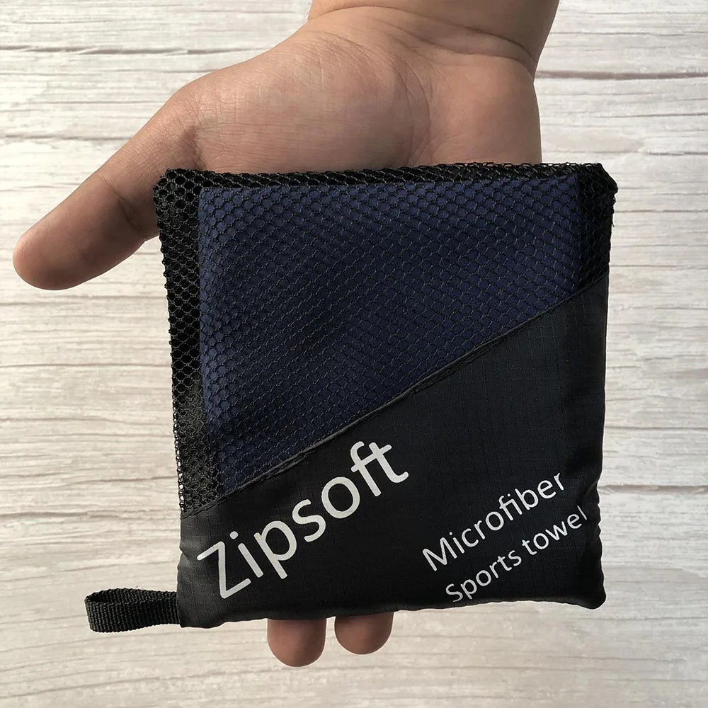 Тёмно-синий Zipsoft, быстросохнущее полотенце для путешествий, ультралегкое компактное полотенце для плавания, микрофибра, для рук, для спортзала, кемпинга, туризма, антибактериальное - Цвет: Тёмно-синий